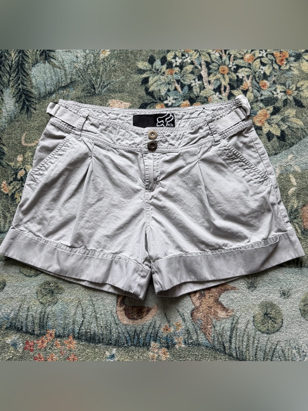 Y2K Fox Racing Gray Cargo Shorts Size 7, 100% Cotton, Pleated